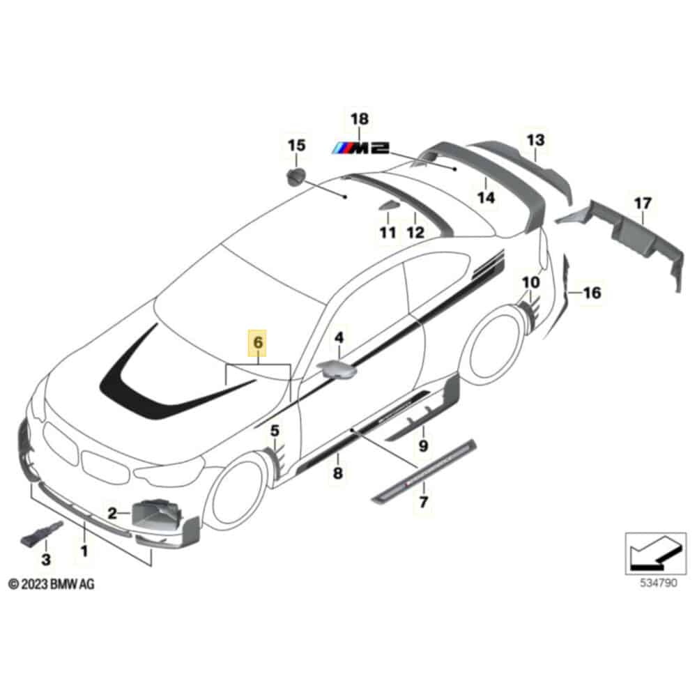 OEM BMW G87 M2 Decal set, hood and sides - 51145A65A10