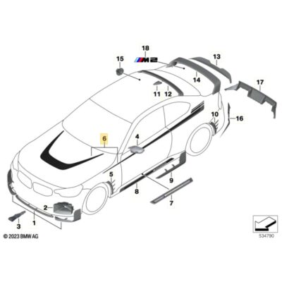 OEM BMW G87 M2 Aufklebersatz, Motorhaube und Seiten - 51145A65A10