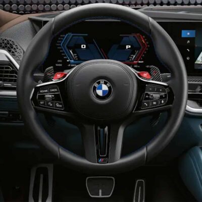 OEM BMW XM Gloss black steering wheel trim - 32305A6FFD7