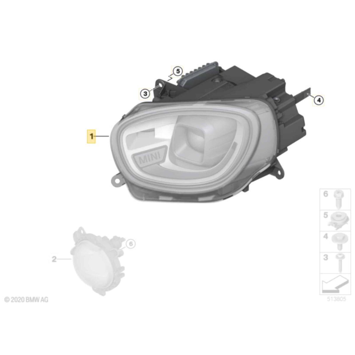 OEM MINI F60 LCI, RHD, LED Adaptive Scheinwerfer rechts - 63115A3BD74