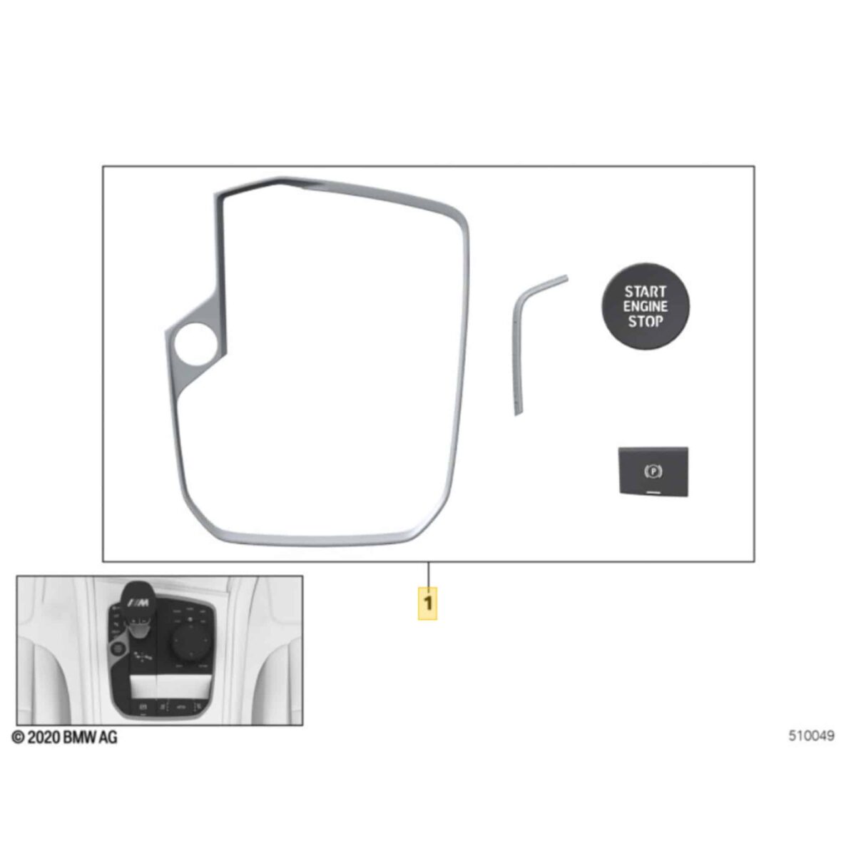 OEM BMW G8X M2, M3, M4 Repair kit trims control panel, LHD - 61319502007
