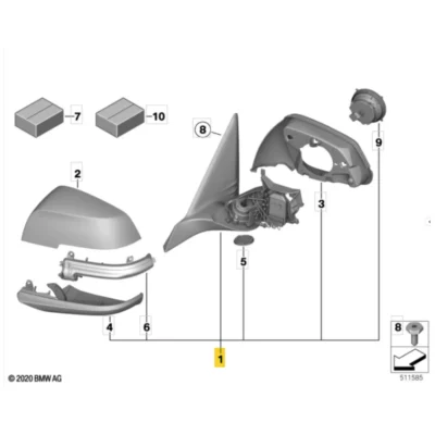 OEM BMW Heated exterior mirror 51167242745 51167242746