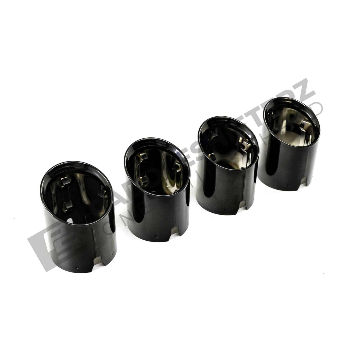 Side view of OEM BMW G8X black chrome exhaust tip - 18308096126
