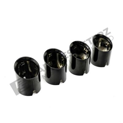 Side view of OEM BMW G8X black chrome exhaust tip - 18308096126