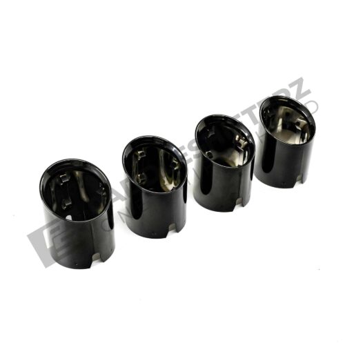 Side view of OEM BMW G8X black chrome exhaust tip - 18308096126