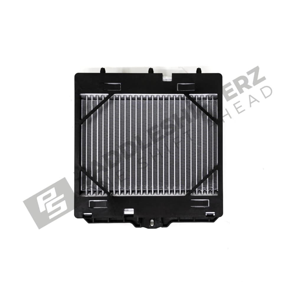 Rear view of OEM BMW F80, F82, F83, F87 coolant radiator, left side - 17112284603