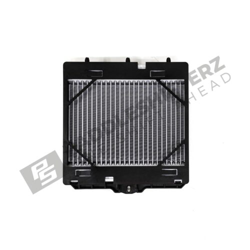 Rear view of OEM BMW F80, F82, F83, F87 coolant radiator, left side - 17112284603