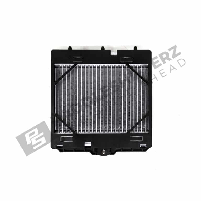 Rear view of OEM BMW F80, F82, F83, F87 coolant radiator, left side - 17112284603