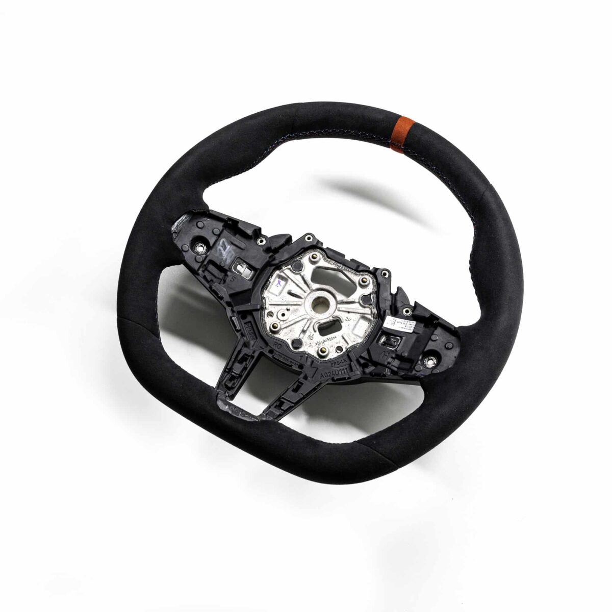 bmw flat bottom steering wheel in alcantara with red striping