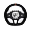 Rear view of the OEM BMW M4 Flat bottom alcantara steering wheel, 32307908500