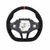 Top view of the OEM BMW M4 Flat bottom leather steering wheel, 32307908501