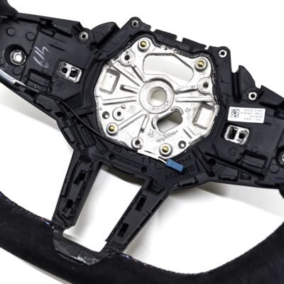 bmw flat bottom steering wheel in alcantara with red striping