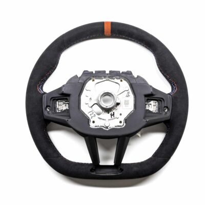 Rear shot of the OEM BMW M Flat bottom alcantara steering wheel - 32307908502