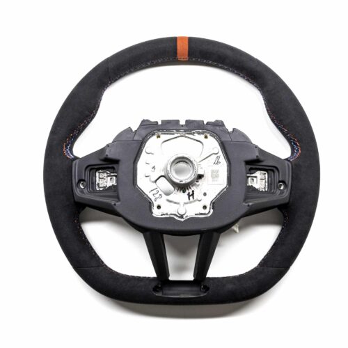 Rear shot of the OEM BMW M Flat bottom alcantara steering wheel - 32307908502