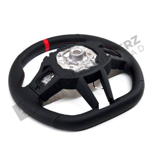 Rear side view of OEM BMW M Flat bottom leather steering wheel - 32305A8A905