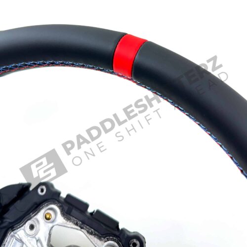 Red striping on OEM BMW M Flat bottom leather steering wheel - 32305A8A905