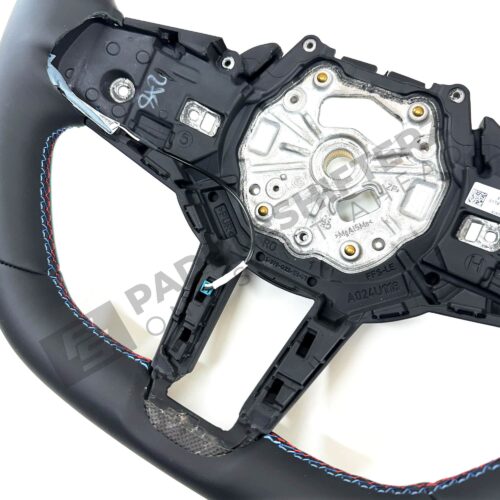 Close up of OEM BMW M Flat bottom leather steering wheel - 32305A8A905
