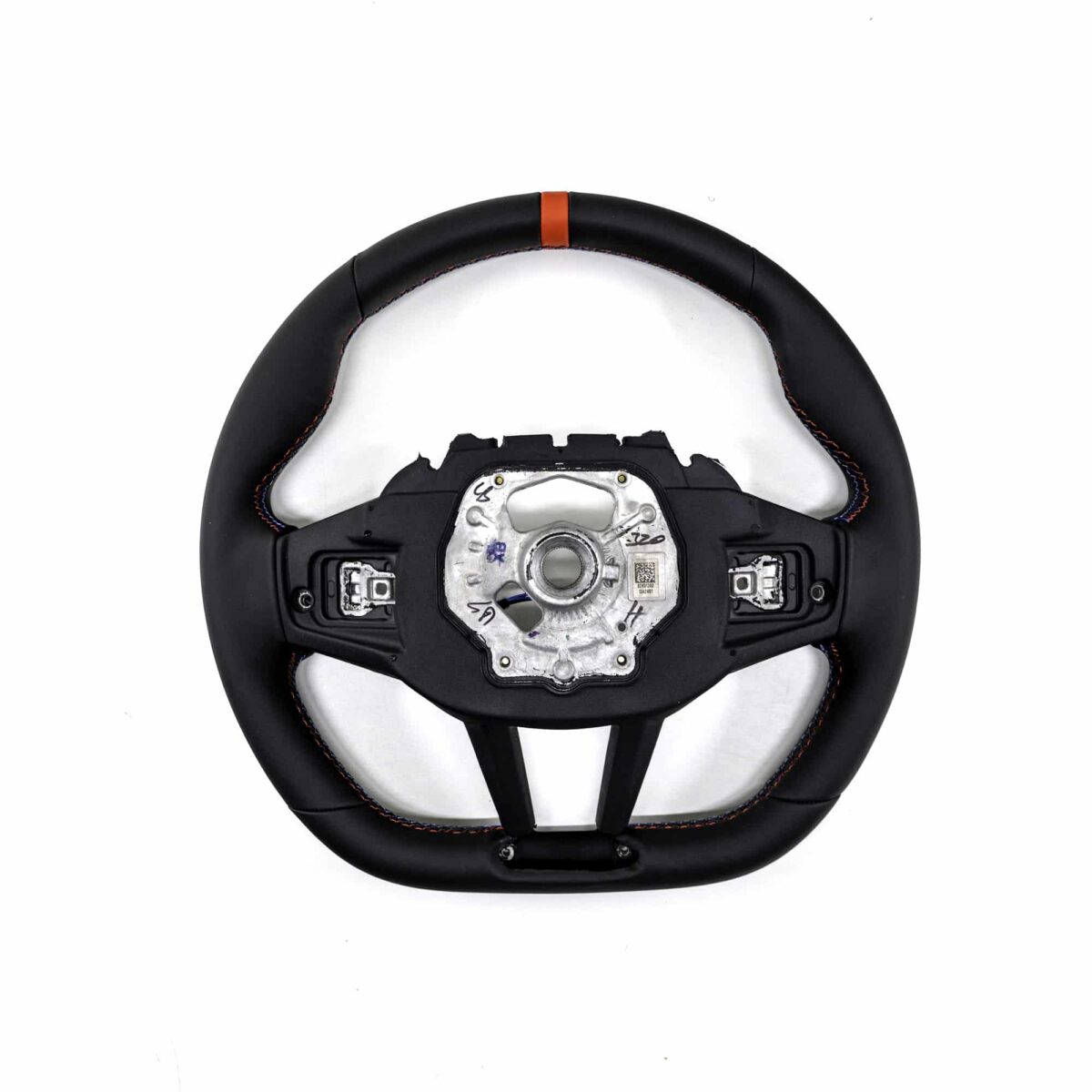 Front view of OEM BMW M4 Flat bottom leather steering wheel, 32305A8A906