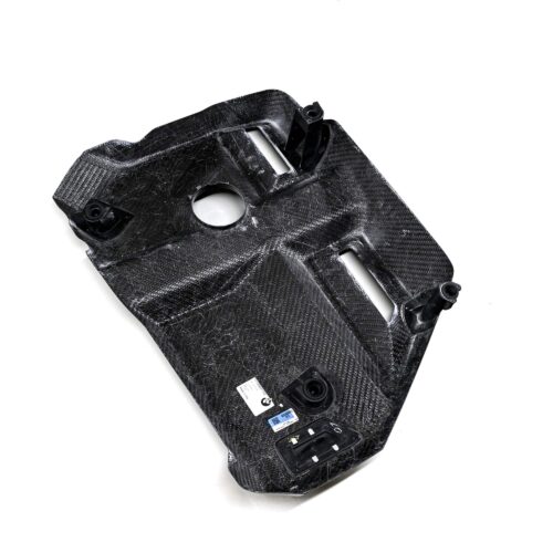 OEM BMW Carbon fiber engine cover for the G87 M2, G80, G81, G82, G83 BMWs photographed from the bottom