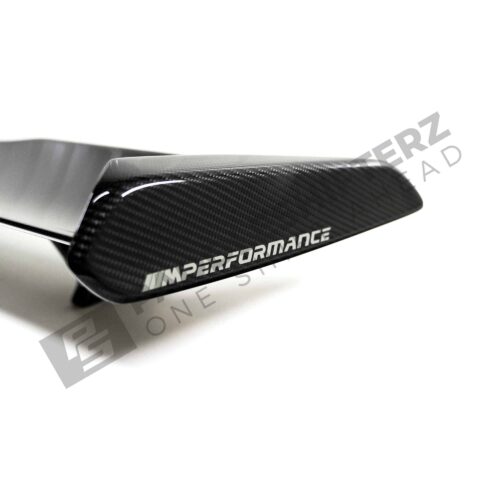 OEM BMW M Performance Carbon fiber wing, F82 - 51192409319 close up with M Performance logo on the side