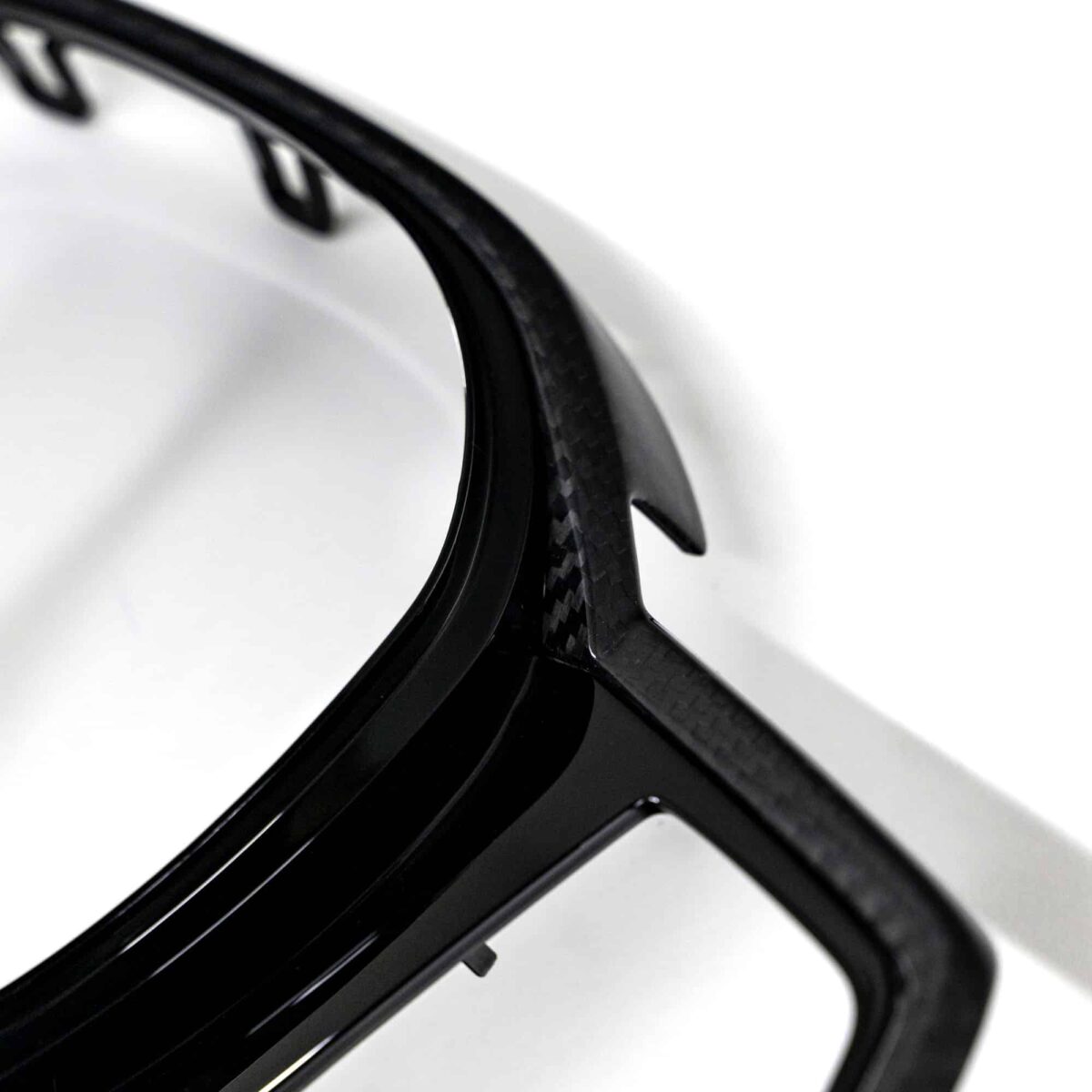Close up view of the cut out for M buttons on the OEM BMW M Sport steering wheel trim without driving assistant professional M4 LCI - 32307908505
