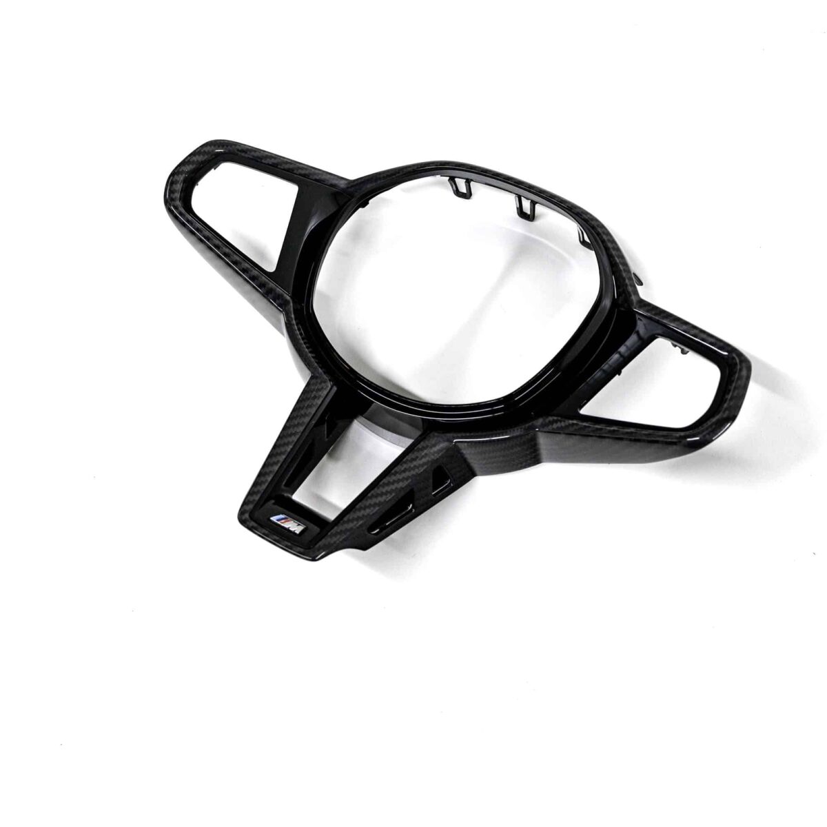 Angled view of the OEM BMW M Sport steering wheel trim without driving assistant professional M4 LCI - 32307908505