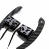 Close up shot of the magnetic gloss carbon fiber paddle shifters designed for MINI F series