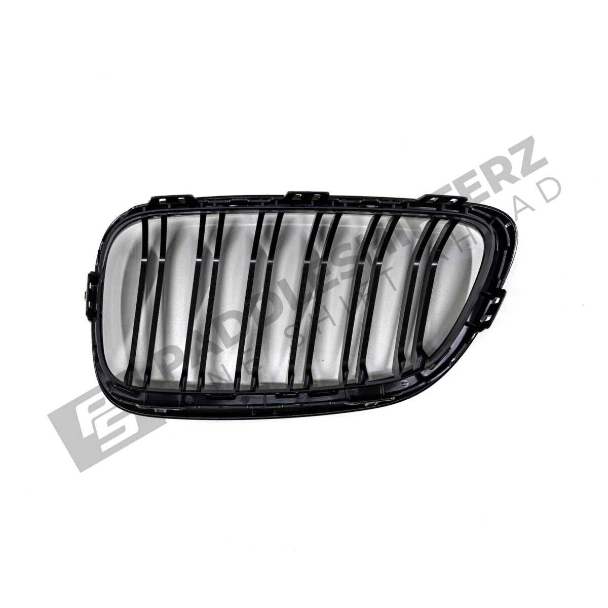 OEM BMW glänzend schwarzer Kühlergrill für F87 M2 51712355447linke Seite fotografiert von oben nach hinten