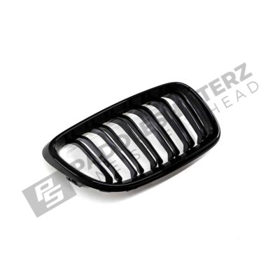 OEM BMW glänzend schwarzer Frontgrill für F87 M2 51712355447linke Seite von der Seite fotografiert