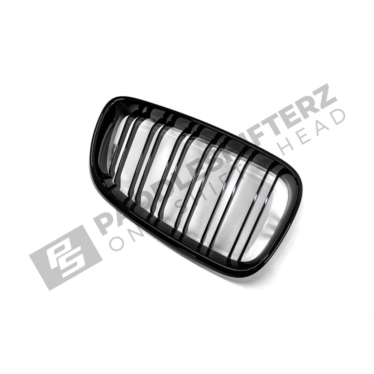 OEM BMW glänzend schwarzer Frontgrill für F87 M2 51712355447linke Seite von der rechten Seite fotografiert