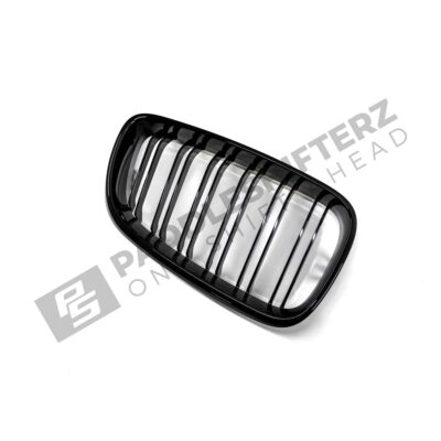 OEM BMW glänzend schwarzer Frontgrill für F87 M2 51712355447linke Seite von der rechten Seite fotografiert
