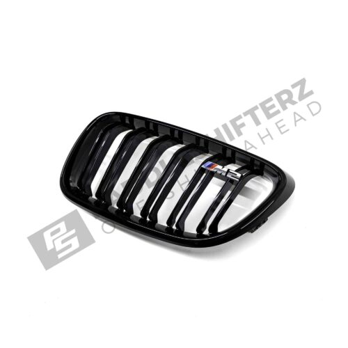 OEM BMW gloss black front grille for F87 M2 51712355448 right side shot from the right side