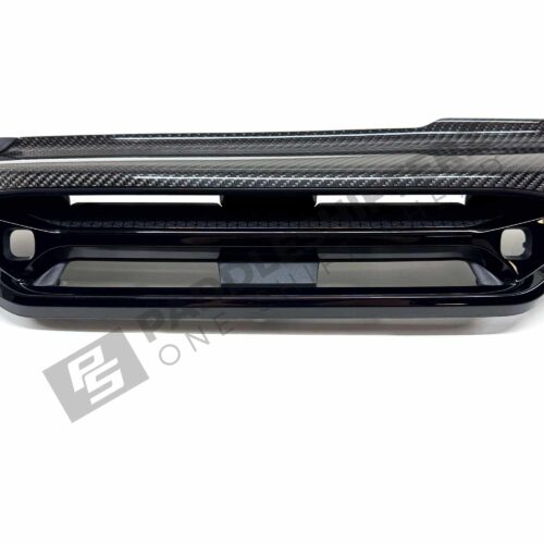 Close up shot of the OEM BMW LCI Carbon fiber dashboard trim LHD – 51459633604, showing the center
