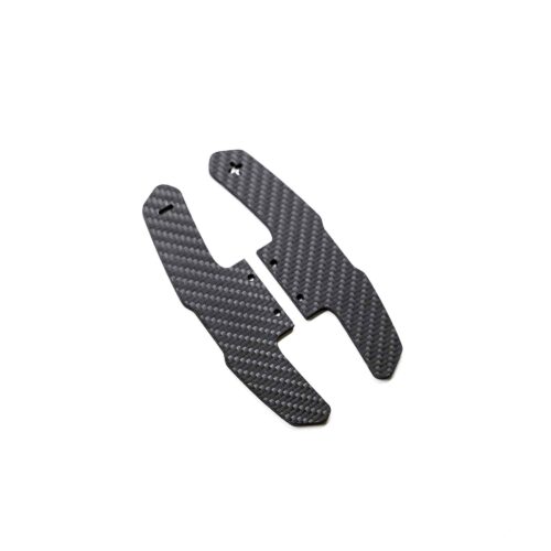 Structured carbon fiber paddle shifter replacements - GT4 Style shot from a slight angle