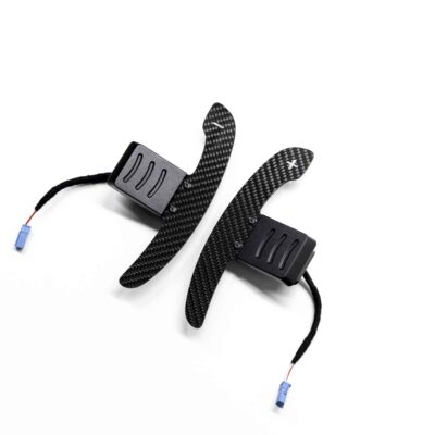 Back, three quart view of the Gloss carbon fiber magnetic paddle shifters