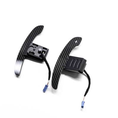 Rear and front view of the gloss carbon fiber magnetic paddle shifters