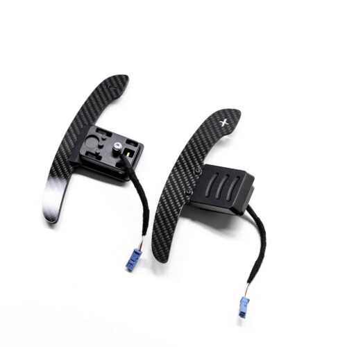 Rear and front view of the gloss carbon fiber magnetic paddle shifters