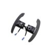 Structured carbon fiber paddle shifters with magnetic components photographed on a white background