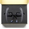 Structured carbon fiber paddle shifters with magnetic component in a box with foam insert