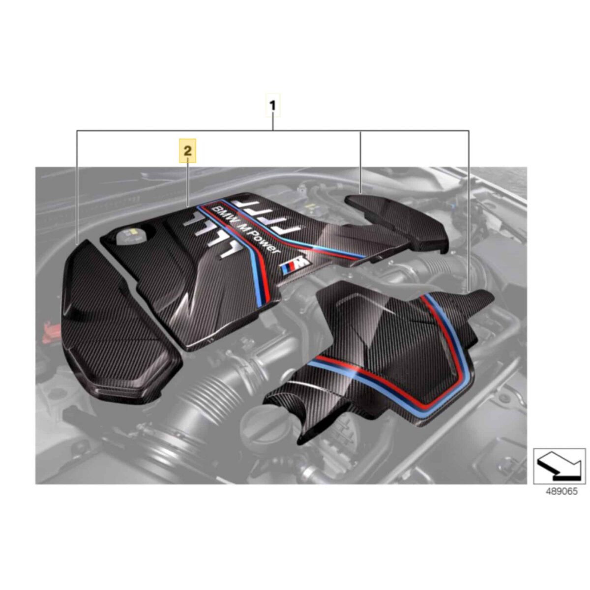 Diagram of OEM BMW M Performance carbon engine cover - 11148058667