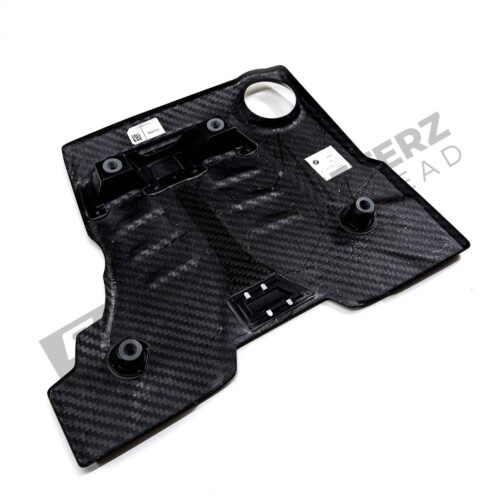 Rear side view of the OEM BMW M Performance carbon engine cover - 11148058667