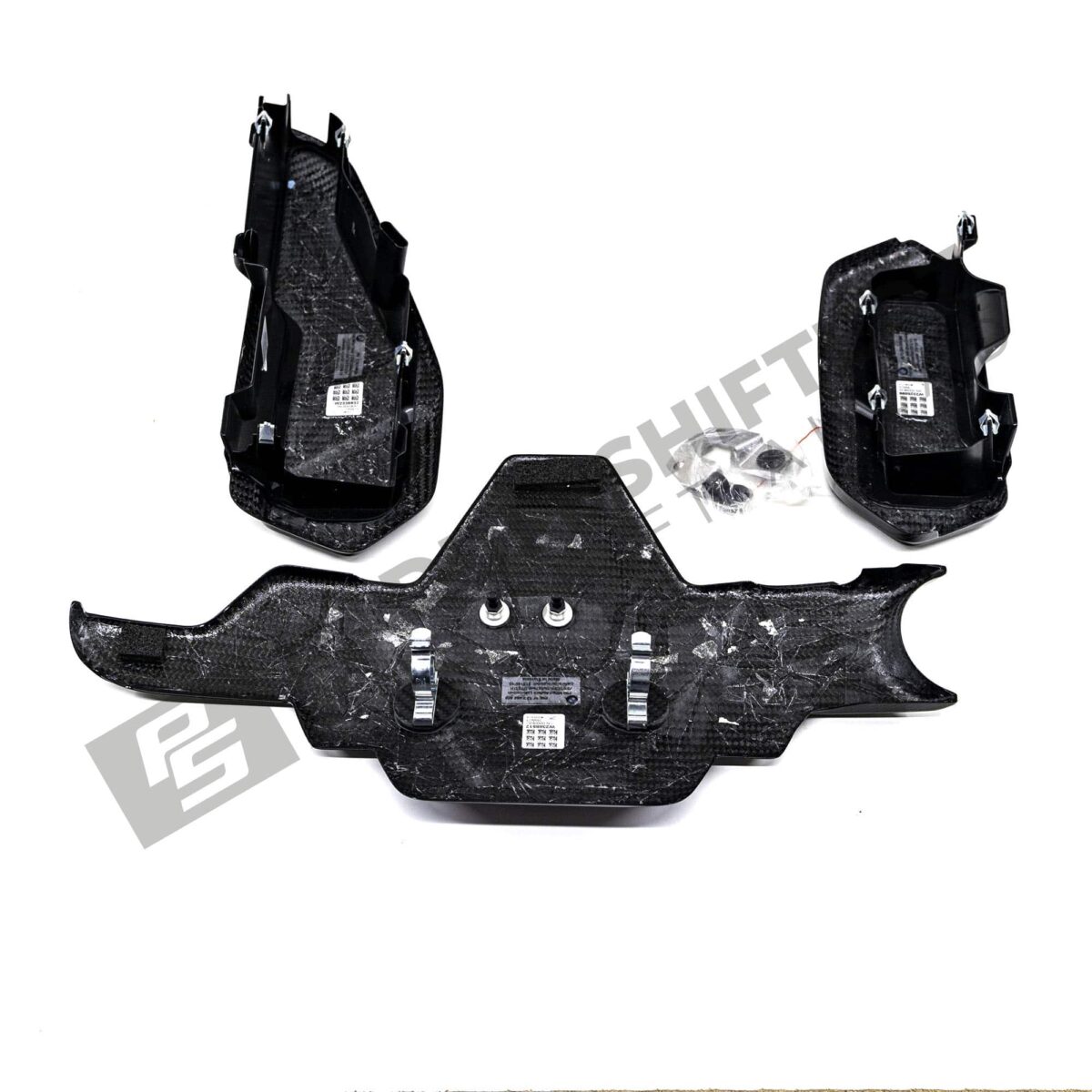 Bottom side of OEM BMW M carbon engine cover extension set - 11122455570