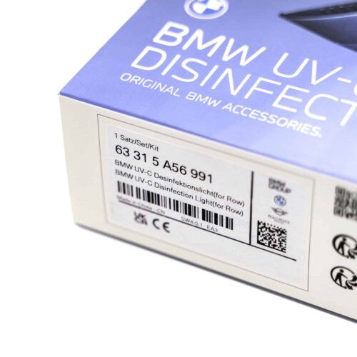 Close up shot of the box of the OEM BMW UV-C Disinfection light kit