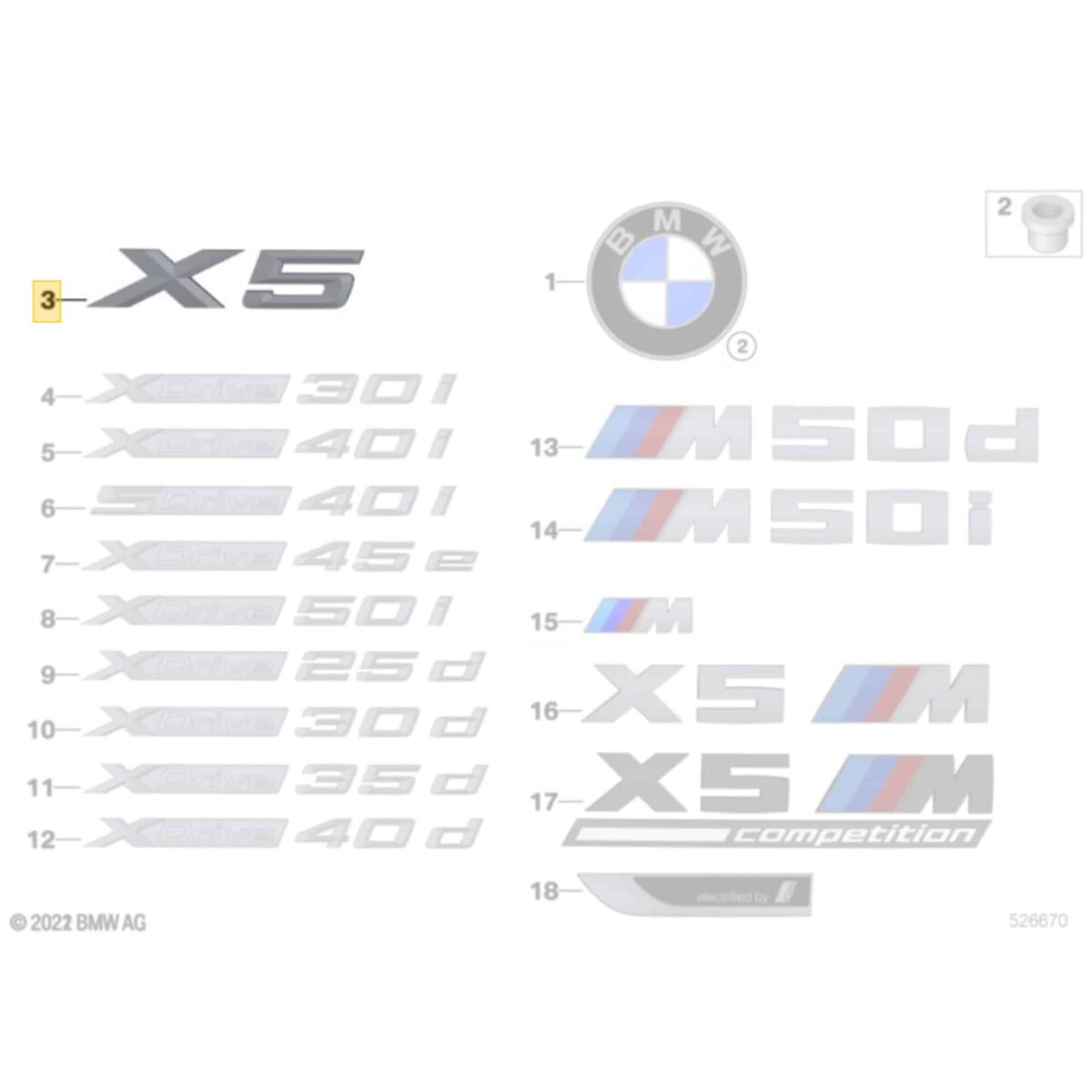 OEM BMW X5 G05 Trunk Emblem Chrome - 51147424395