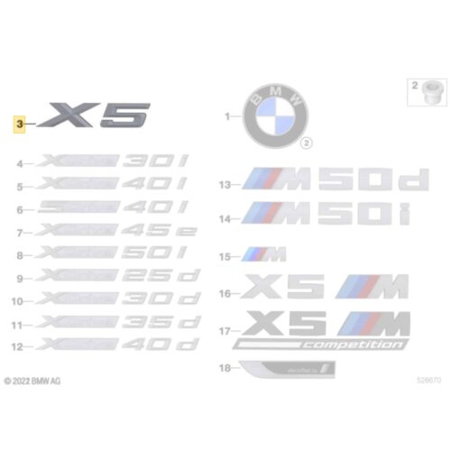 OEM BMW X5 G05 Trunk Emblem Chrome - 51147424395