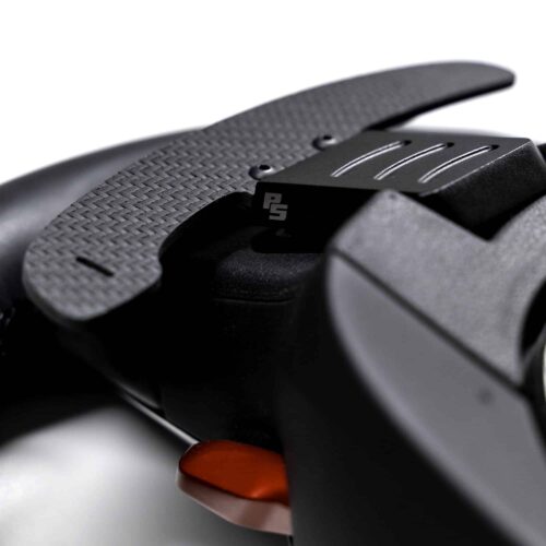 Magnetic structured carbon fiber paddle shifters fitted onto a G87 M2 steering wheel