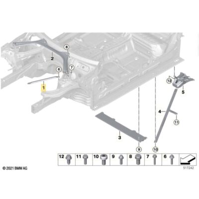 Diagramm der OEM BMW Motorraumstrebe vorne - 51617456115