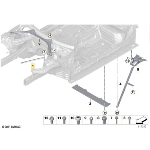 Diagram of OEM BMW Engine bay front strut brace - 51617456115