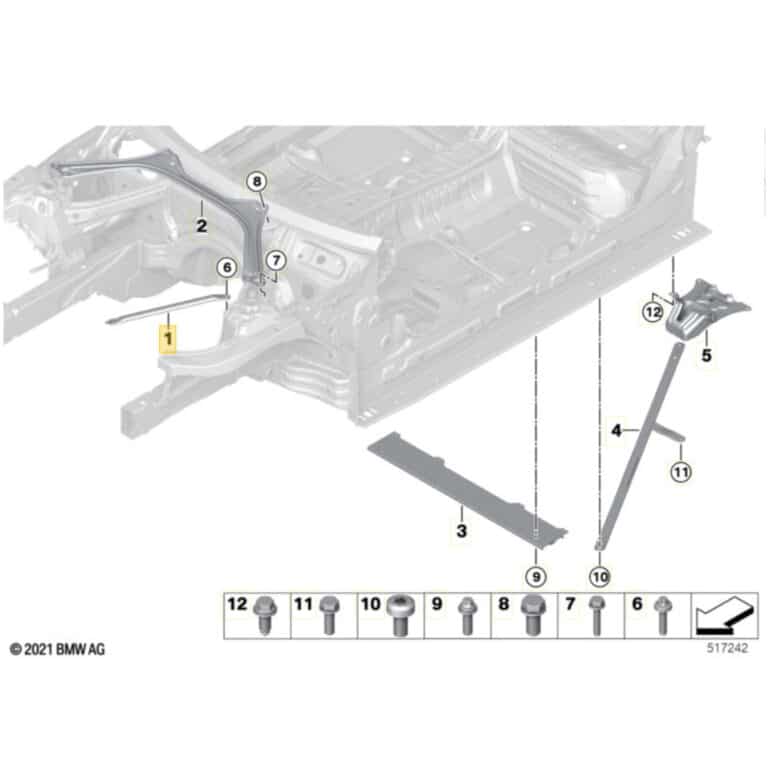 Diagram of OEM BMW Engine bay front strut brace - 51617456115