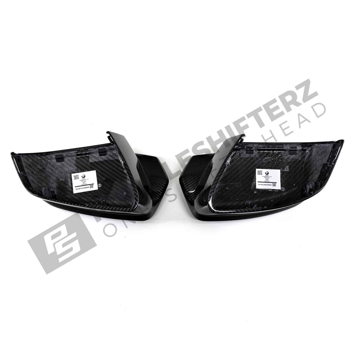 Bottom view of OEM BMW M Carbon fiber mirror caps for BMW G9X M5 51168083557-51168083558